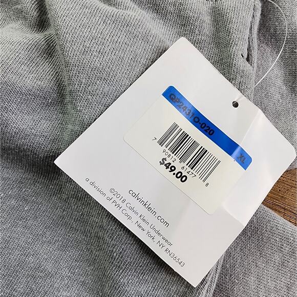 Calvin Klein Joggers Womens XL French Terry Gray Ribbed Cuffs Pockets Logo New - Picture 5 of 9